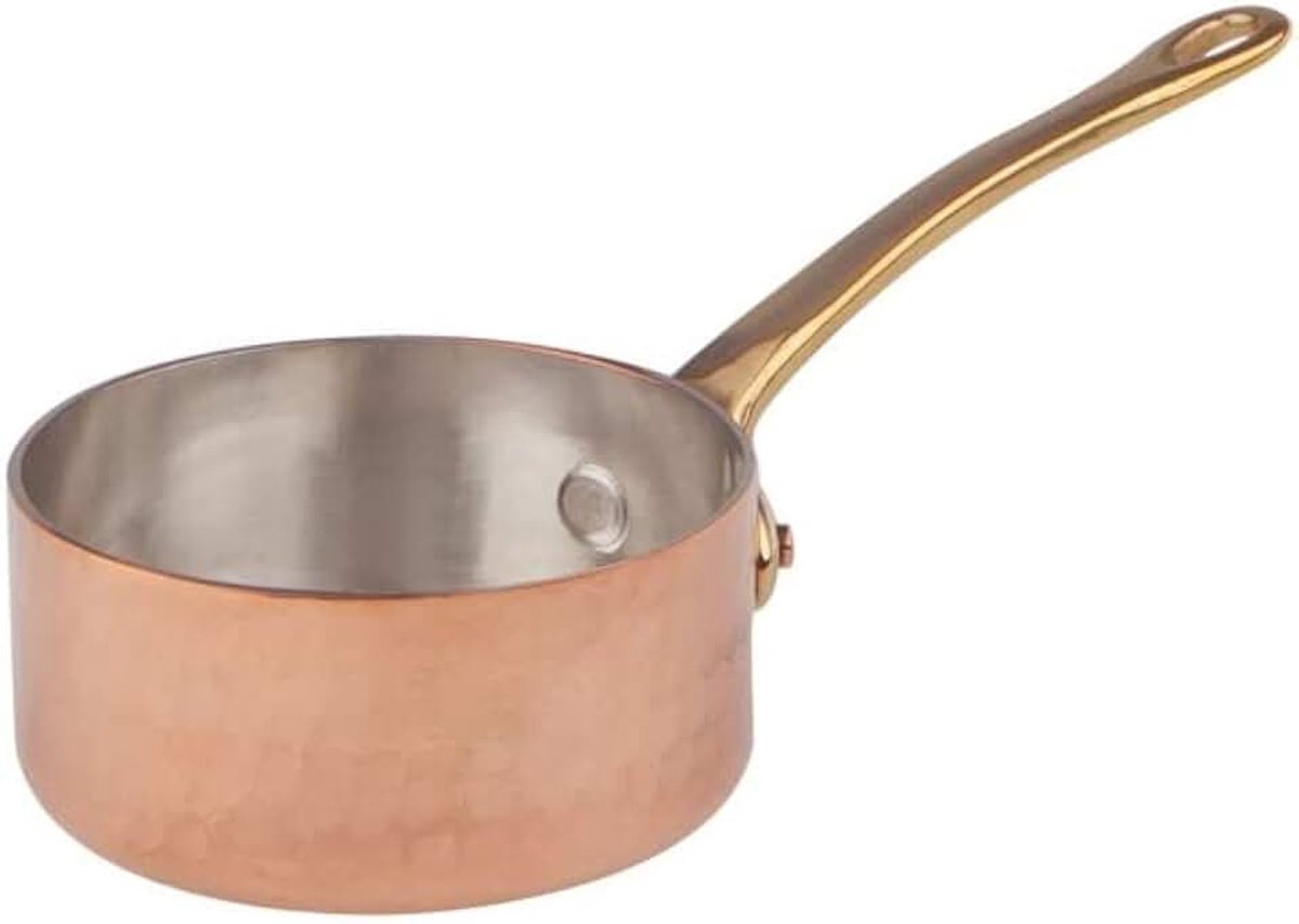 Serveerpan met handvat, koper, 7 cm