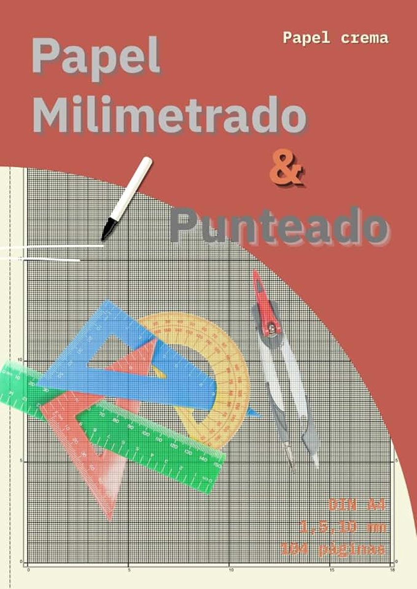 Papel Milimetrado & Punteado: Formato A4, 50 hojas, cuadriculas y puntos grises sobre papel crema ideal para dibujo técnico, matemáticas, artistas, estudiantes, proyectos creativos y técnicos.