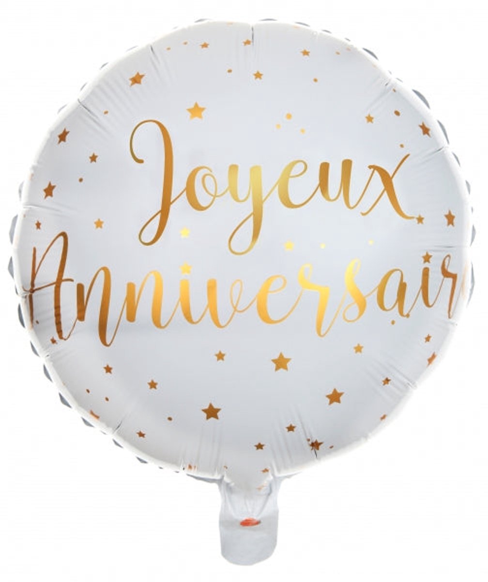 Joyeux Anniversaire ballon wit-goud 45cm