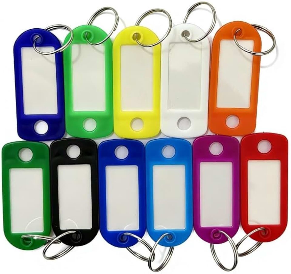 Romon Sleutelhangers, 50 stuks, beschrijfbaar in 10 kleuren, sleutelmarkering, gepersonaliseerd voor sleutels, bagage, huisdieren (5 x 2,1 cm)