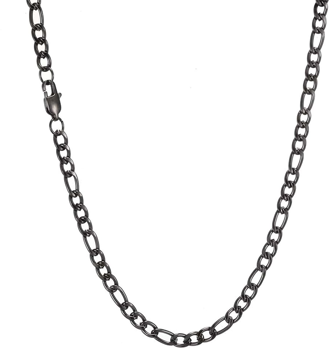 1+3 heren halsketting en armband van roestvrij staal, zilverkleurig, Roestvrij staal