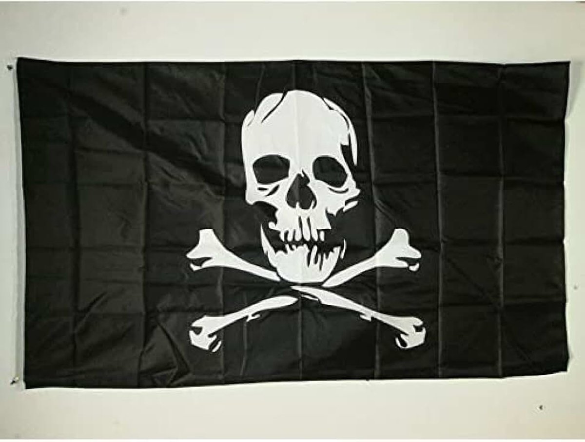 Piratenschedel en bottenvlag 150x90 cm - piratenvlag 90 x 150 cm - Banner 3x5 ft Licht polyester - AZ FLAG