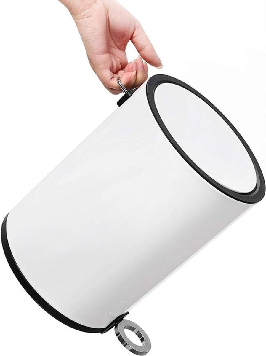 Moderne Stijlpoeder Met een laag bedekte Zachte Dichte Pedaalbak Plastic Binnenemmer ABS deksel (Staal Ronde 6L)