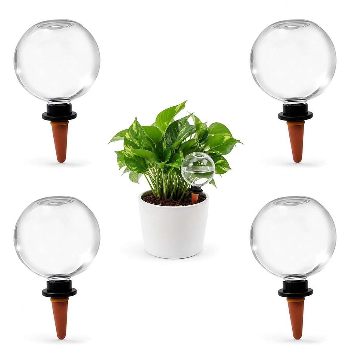 4 stuks waterballen voor planten, irrigatieballen, automatische plantenbewatering, waterdispenser planten voor automatische irrigatie van kamer, balkon en tuinplanten (transparant)