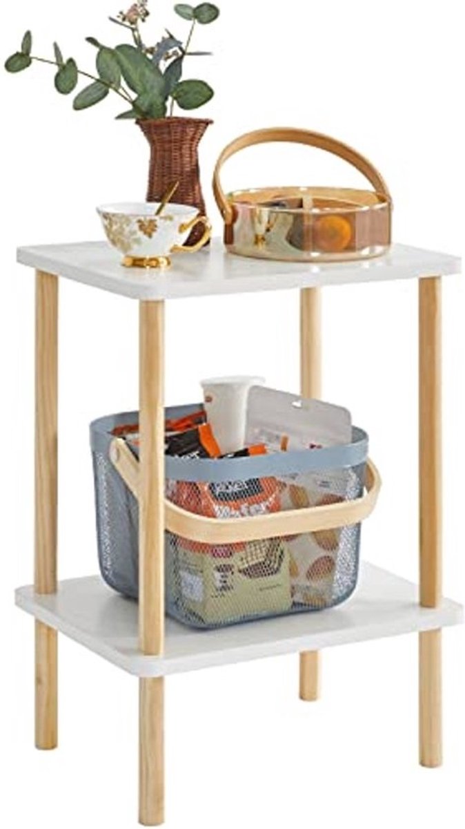 Minimalistische 2-laags bijzettafel met opbergruimte voor kleine ruimtes