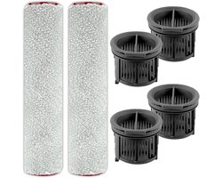 (6 stuks) X4 Pro vervangende borstelrollen en HEPA-filters voor Mova X4 Pro/ M10 nat/droog stofzuiger, 4 HEPA-filters, 2 borstelrollen (exclusief handvat, installeer de oude handgreep op onze
