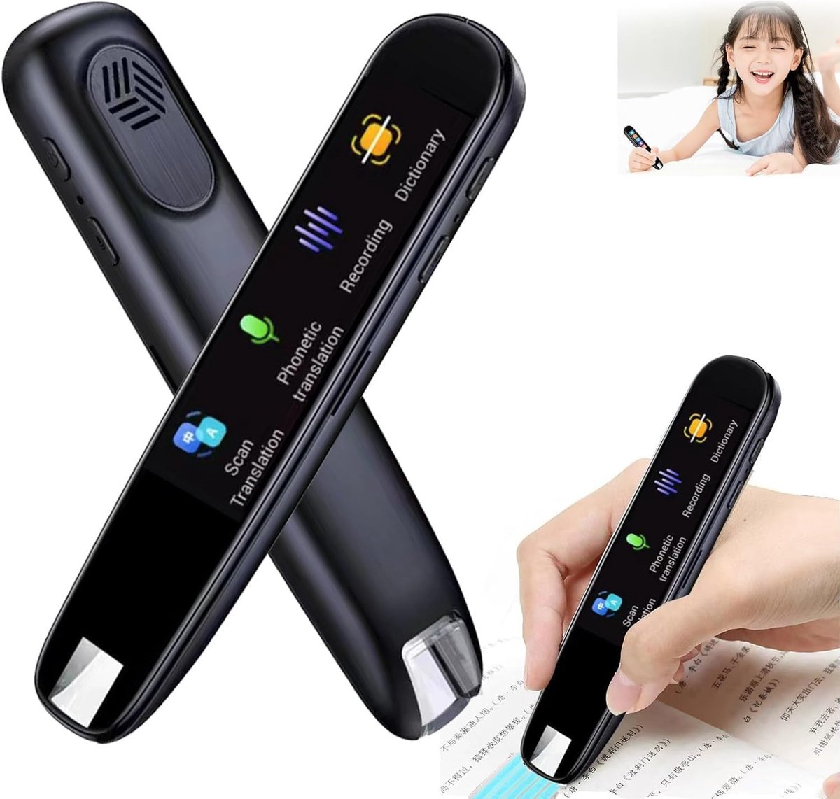 2024 multifunctioneel vertaalapparaat, multifunctionele vertaalpen, 112 talen vertaalpen, traductor intelligent, realtime vertalerpen met wifi/offline/foto-supplement (zwart)