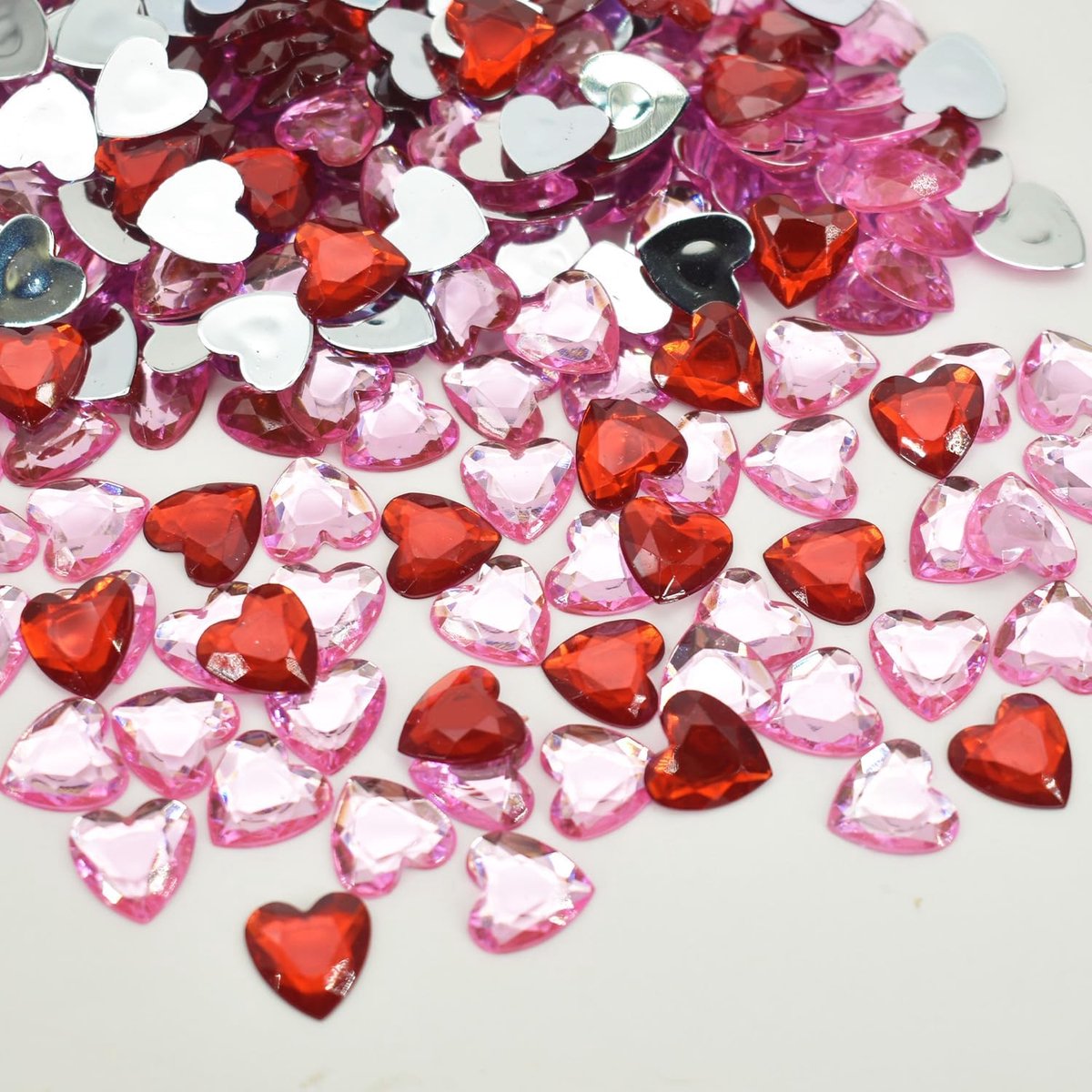 400 stuks hartvormige diamanten, strooidecoratie, robijnbruiloft, decoratie, confetti, hartdecoratie, tafeldecoratie, hart, strooidecoratie, bruiloft, hartconfetti, bruiloftsdecoratie