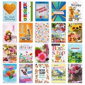 Cards & Crafts 20 Luxe Wenskaarten Beterschap – Sterkte & Opkikkertje – 12x17 cm – 250 g/m² – Met Enveloppen