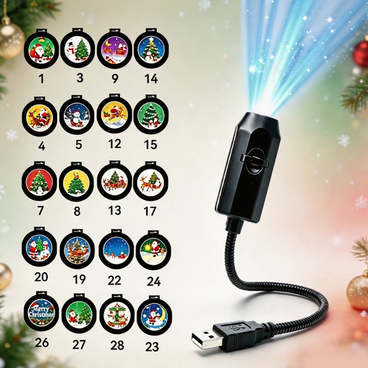 Plug and Play HD /Kerstprojector /Halloween, 20 feestelijke scènes(A)