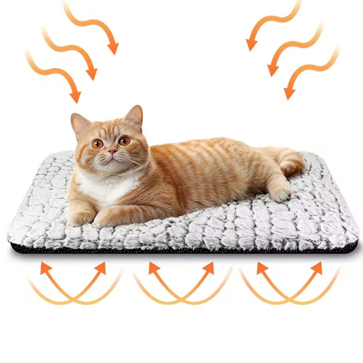 HisKes Zelfverwarmende mat voor huisdieren - Verwarmingsmat Huisdieren - 50 x 40 cm - Verwarmde mat voor katten en honden - Isolerend - Antislip - Isolerende mat voor katten, honden en andere huisdieren - Gebroken wit