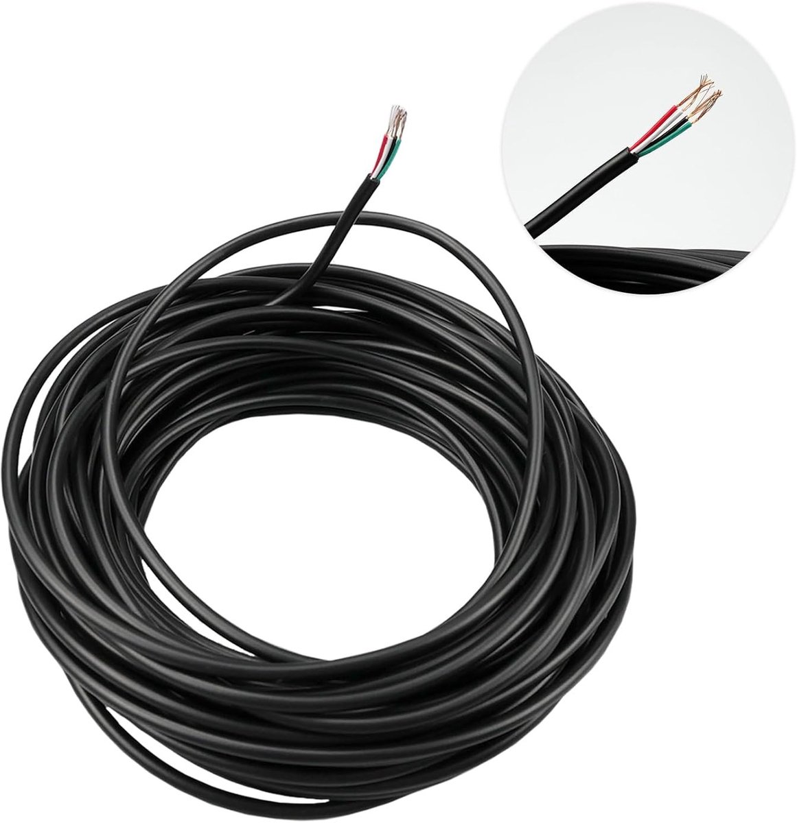 Elektriciteitsdraad - Zwart - 10 meter - 4-aderige PVC-kabel met koperen kern - Voor laagspanningsinstallaties