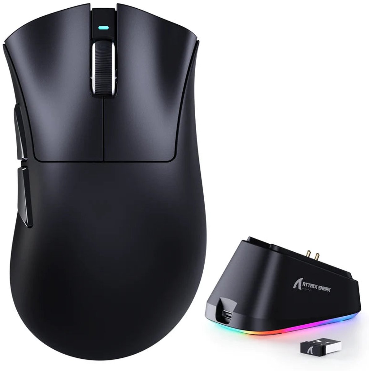 Attack Shark V3 Pro Draadloze Gaming Muis, 62g, Magnetisch Oplaadstation - Zwart