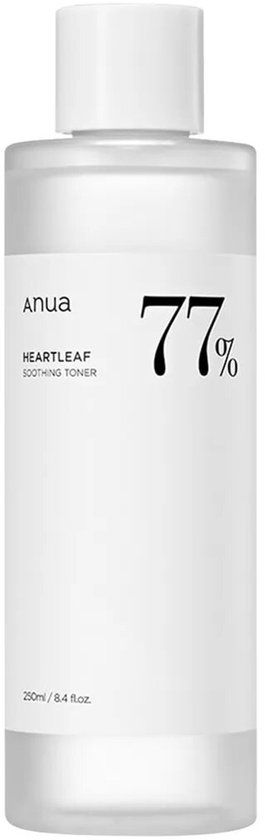 Anua Heartleaf 77% Soothing Toner fles met witte dop, 250 ml.