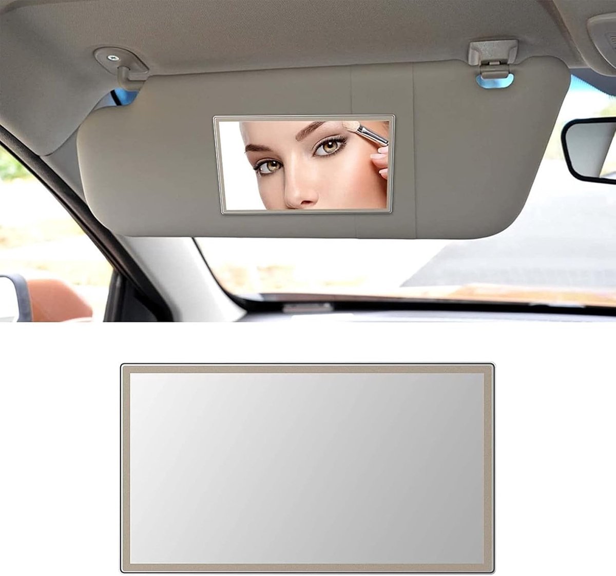 Spiegel, zonneklepspiegel, cosmeticaspiegel, zonneklep, draagbare zonweringspiegel, autovizierspiegel voor autozonneklep, autostoelleuning, klein, 110 x 65 mm