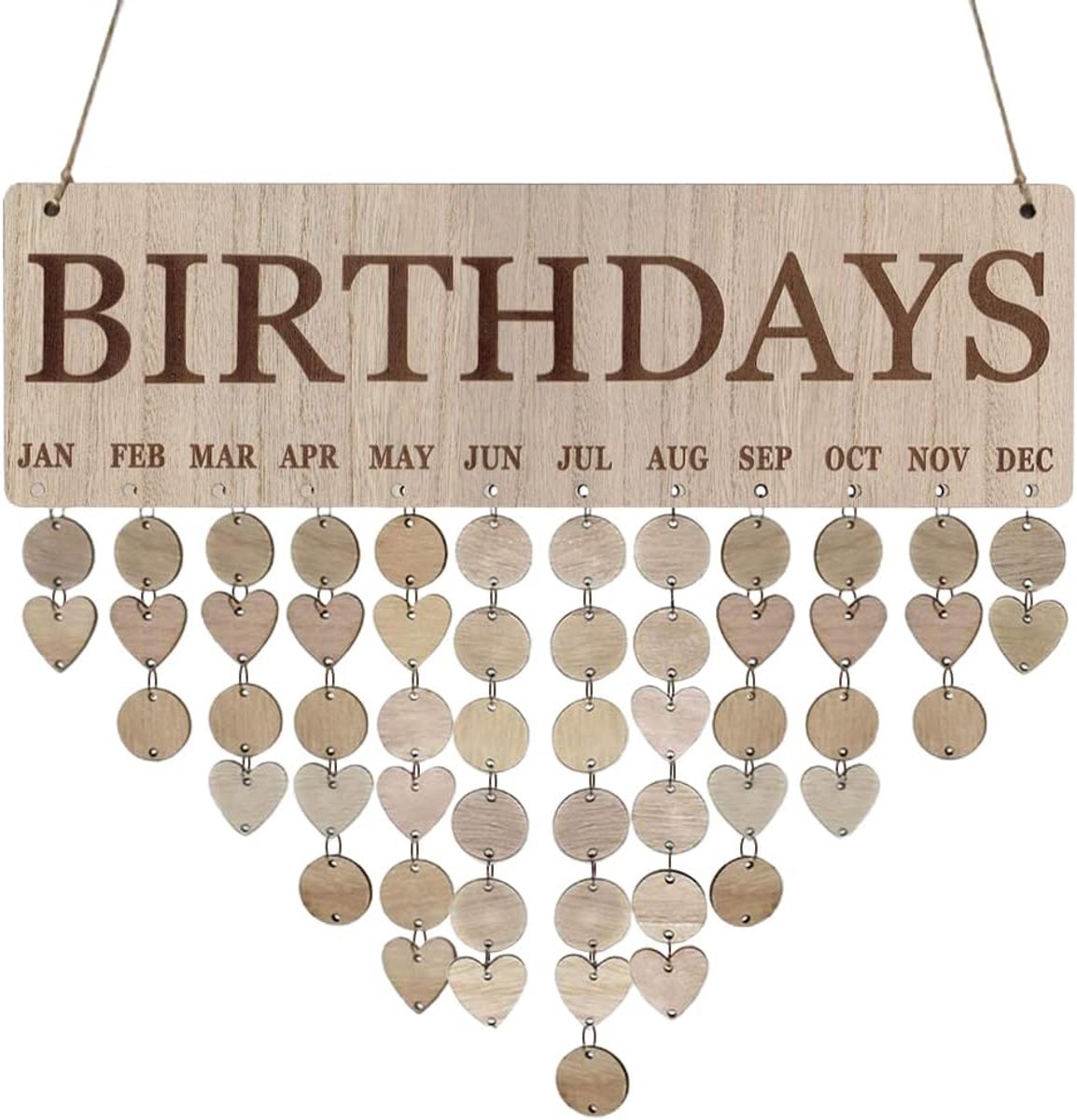 Kalender, Doe-het-zelf Wandhangbord Verjaardagsherinnering Kalender Kalender Ornament Kantoor Kalender Wandmontage Houten Kalender voor Kinderen (JM01066)