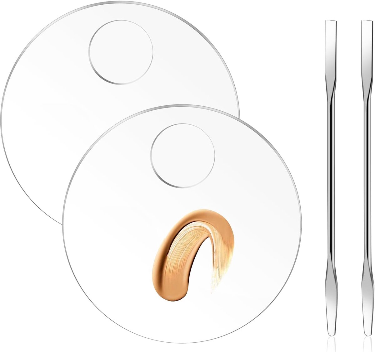 Make-up mengpalet, 4 stuks, helder acryl make-up palet met spatel, cosmeticatalet met spatel, cosmetisch mengpalet voor foundation, nailart, oogschaduw, oogschaduw
