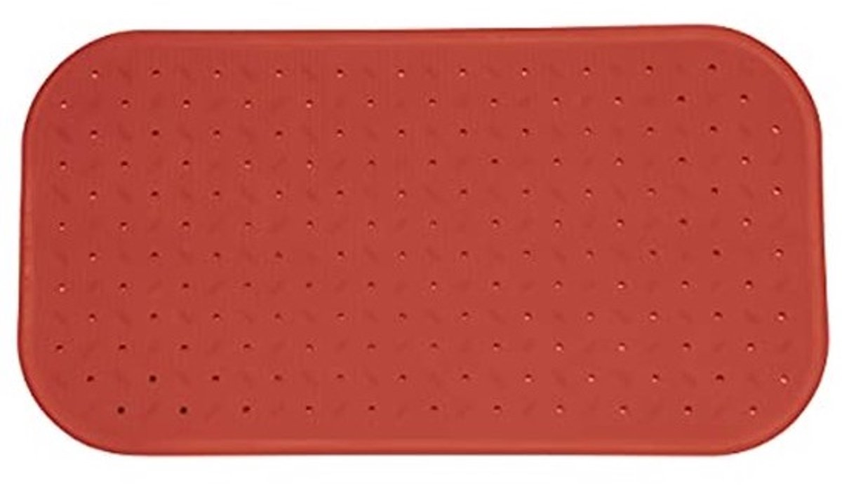 Antibacteriële Douchemat met Antislip en Zuignappen - Terracotta Rood - 36 x 97 cm - Wasbaar op 60 Graden