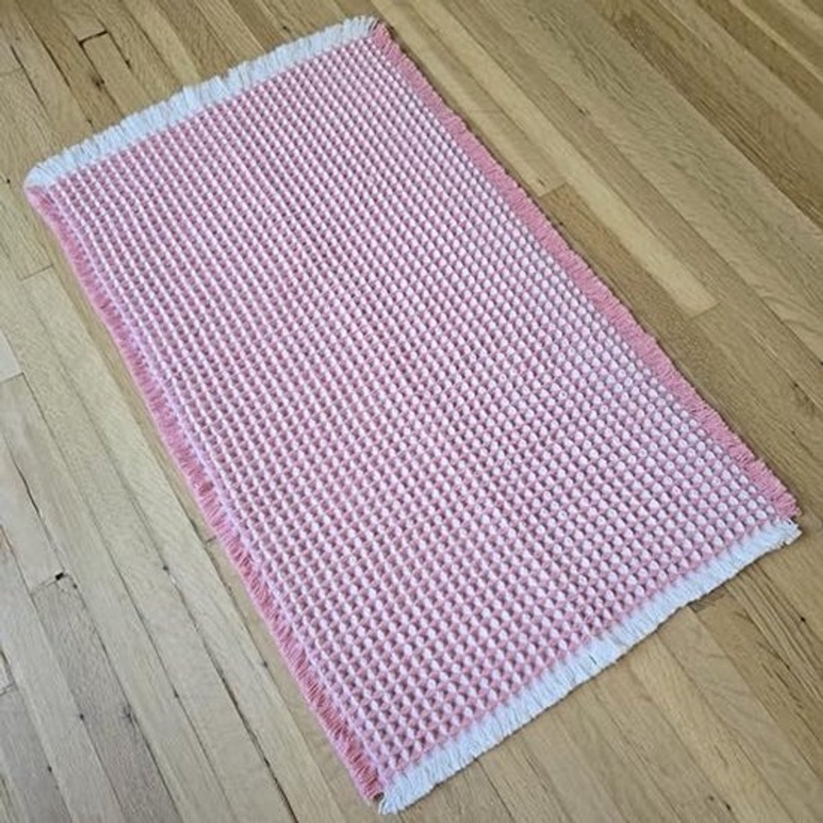 Verbeterde Ultrazachte Wafelbadmat - Super Absorberend en Antislip Tapijt, Machinewasbaar, voor Badkamer, Gang en Keuken (Roze, 60 x 91 cm)