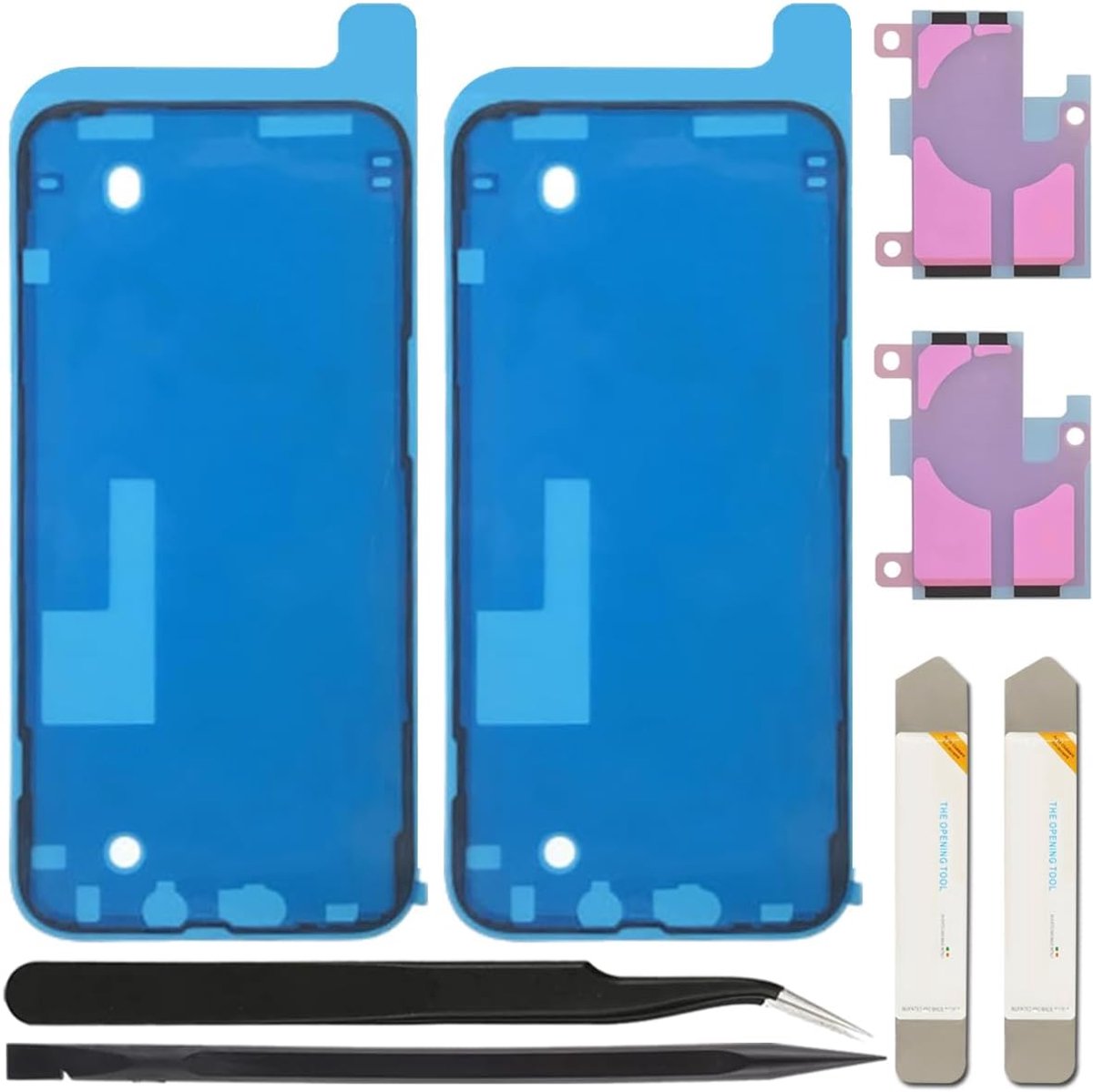 Stickers, voorgesneden, 7 stuks, compatibel met iPhone 13 Pro Max, lcd-scherm en plakband voor interne batterijlijm (6,7 inch/zwart)