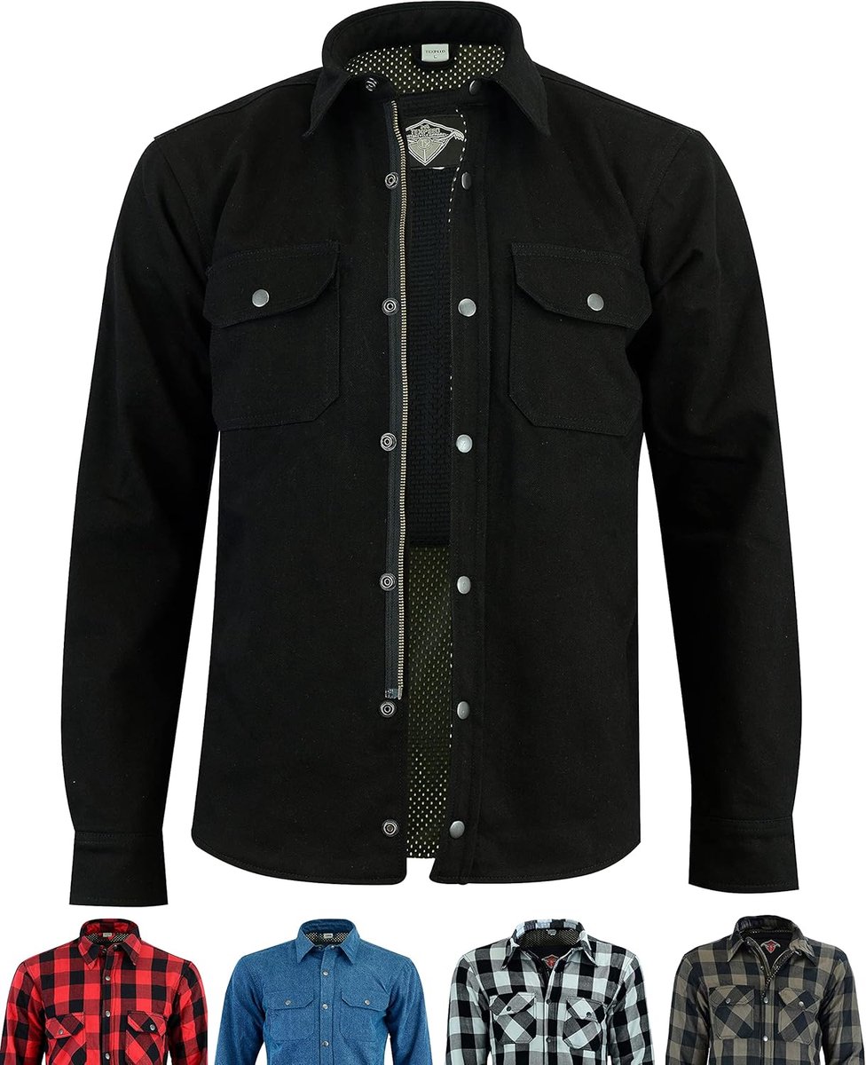Heren Motorshirt van Aramide met Protectoren [Klasse AA]