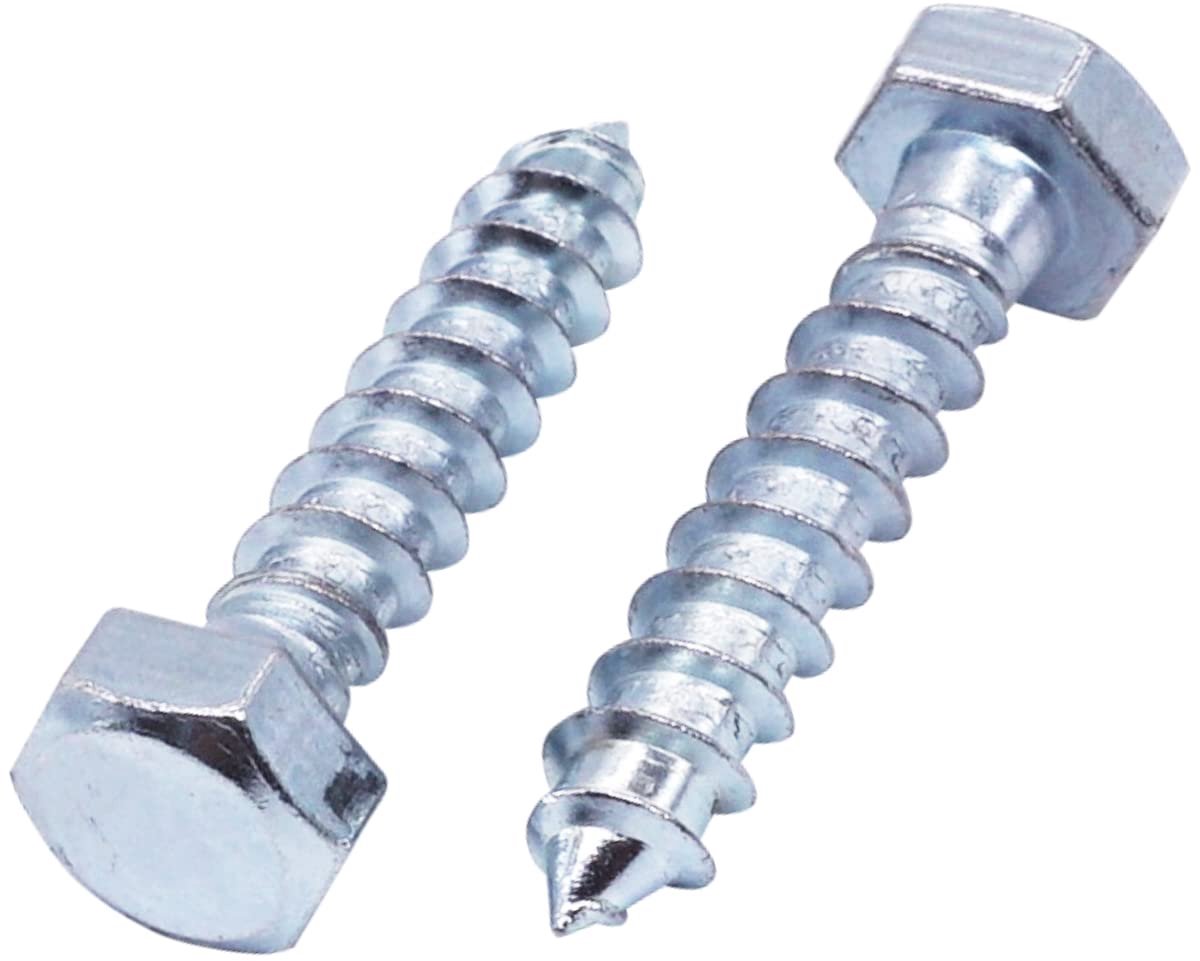 (50 stuks) DIN 571 gegalvaniseerd staal zeskantkop houtschroeven M8 x 45 mm, schroeven, zeskantschroef, sleutelschroeven