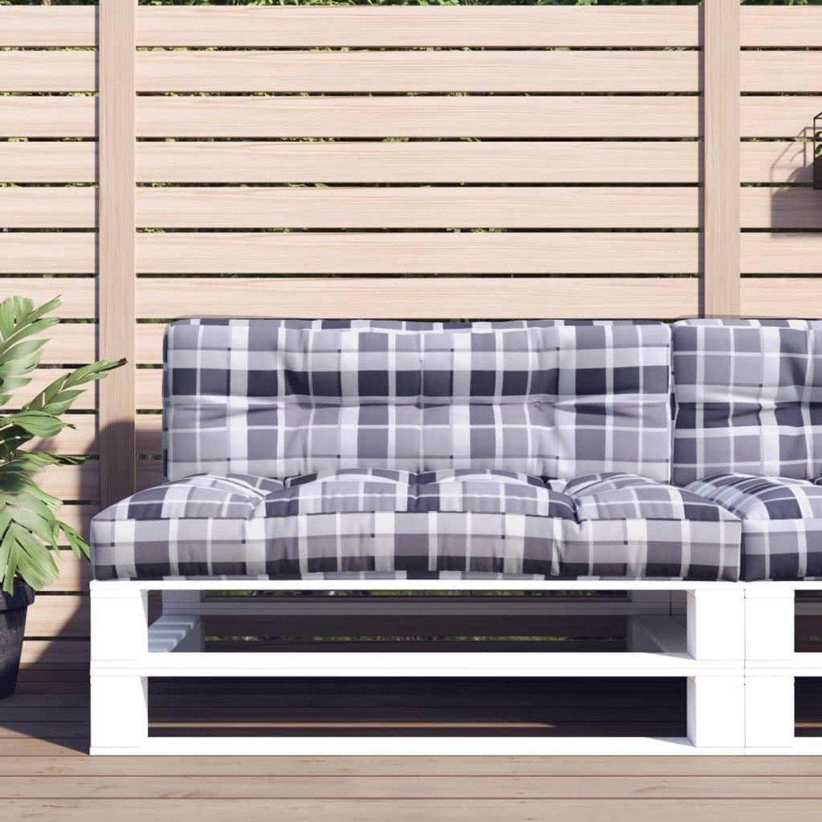 Grijs ruitpatroon, 120 x 40 x 12 cm, waterdicht outdoorkussen van polyester met holle vezelvulling, veelzijdig als zitkussen voor tuinmeubelen, kruk of bank