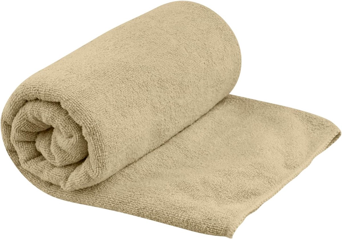 To Summit - Tek Towel reishanddoek M, handdoek, zachte badstof, absorberend en sneldrogend, hanger en tas, camping, boottochten en fitness, 50 x 100 cm, Desert Brown, 200 g