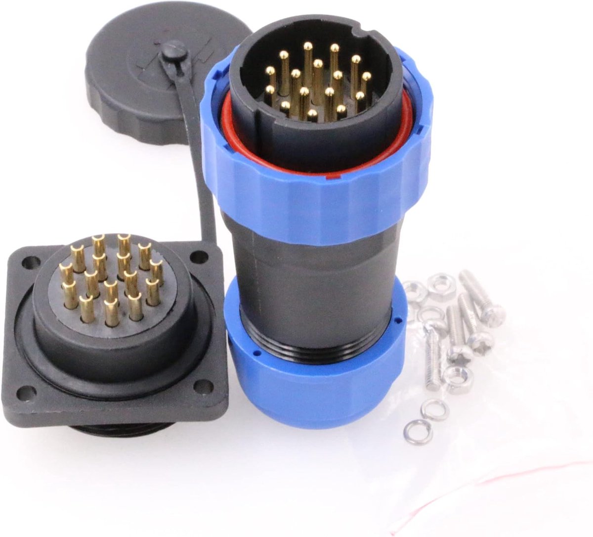 28 MM Vierkant Waterdicht IP68 Aviation LED Plug Voeding Plug Socket Bulkhead Plug Socket (Vierkant 16pin)