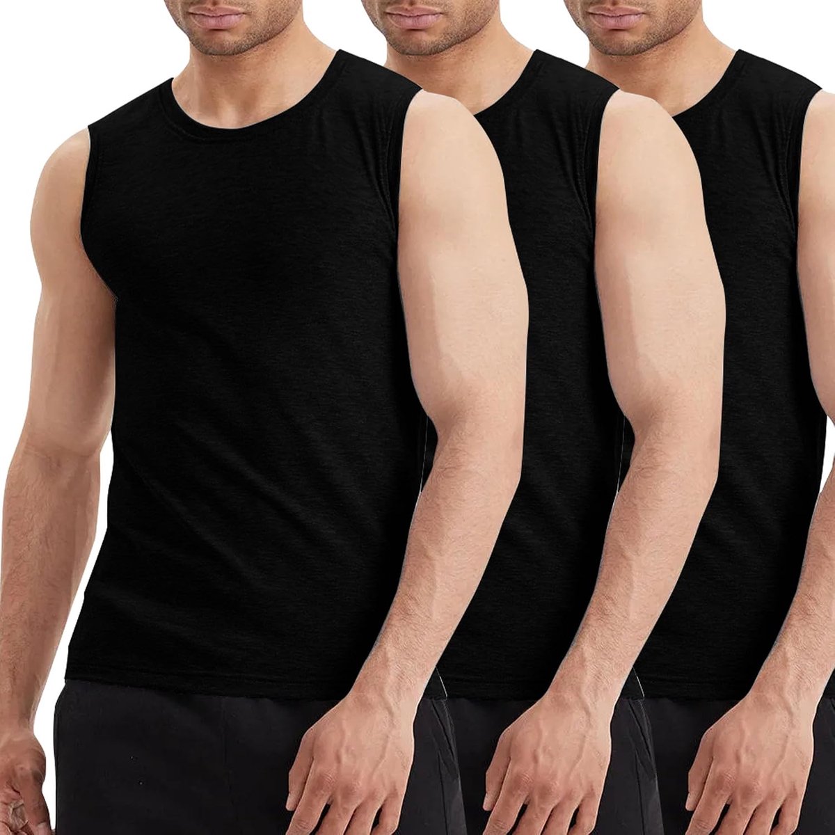 Heren T-shirt met ronde hals van katoen Basic korte mouwen Top 3/6 Pack 8101