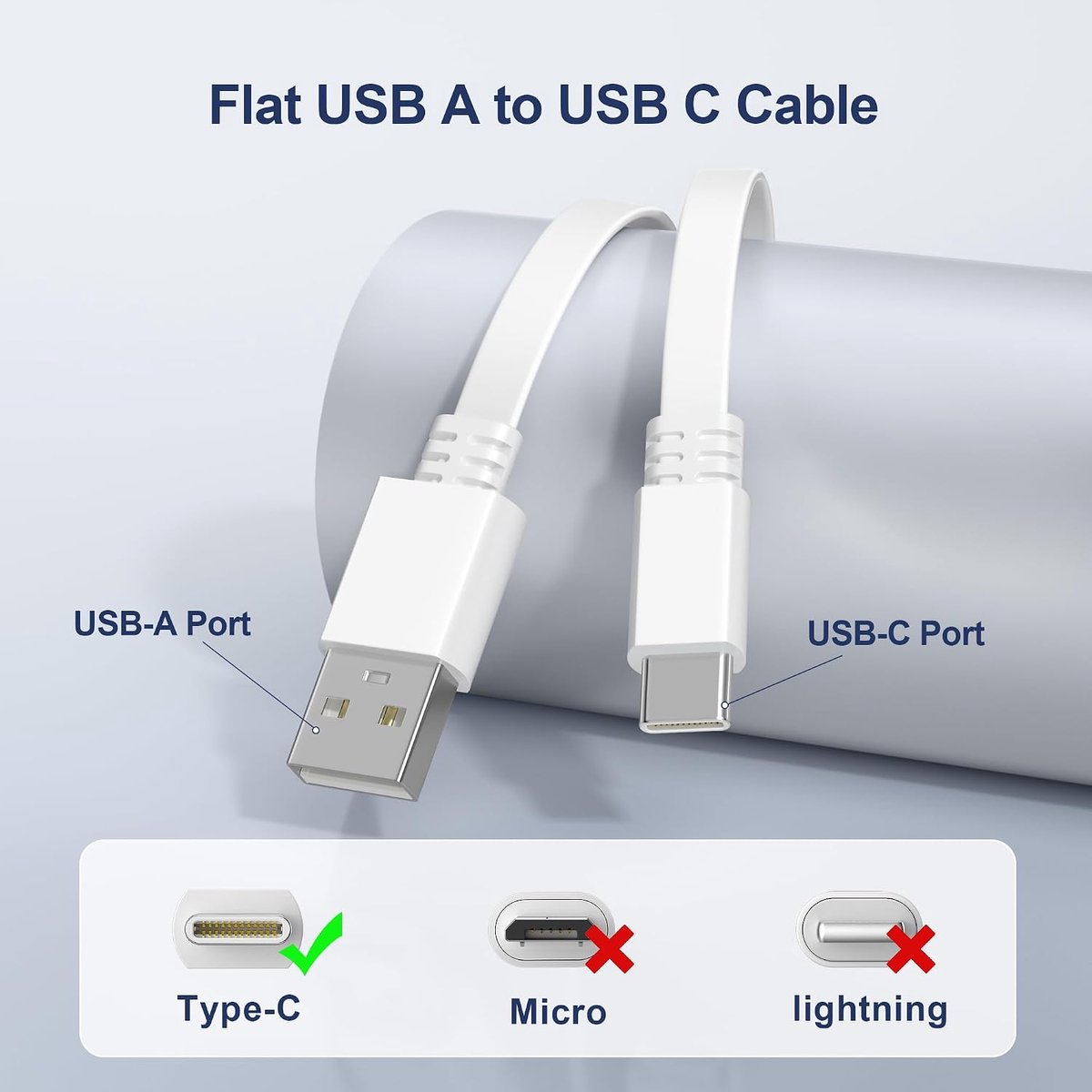 USB A naar USB C Oplaadkabel voor Beveiligingscamera 9M 2 Stuks,Wit