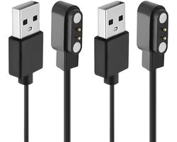 2 stuks oplader voor smartwatch, magnetisch, oplader, 2-polig, 4 mm, compatibel met YAMAY SW022, AGPTEK LW11, Ticwatch GTX, Xiaomi Haylou Solar LS05, USB-oplaadkabel, 60 cm