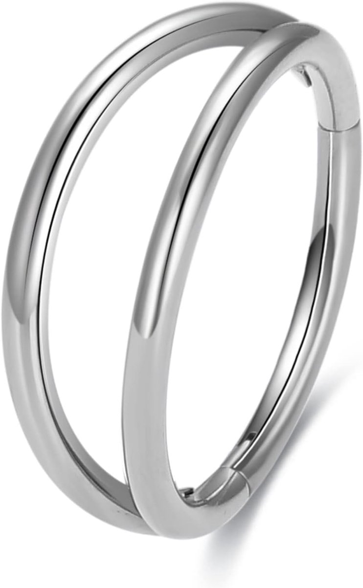 Ringen voor gevoelige huid, 16G septum clicker neusring, druppelvormige dubbele drievoudige neusring 6 mm 8 mm 10 mm 12 mm, 8mm, Kristal