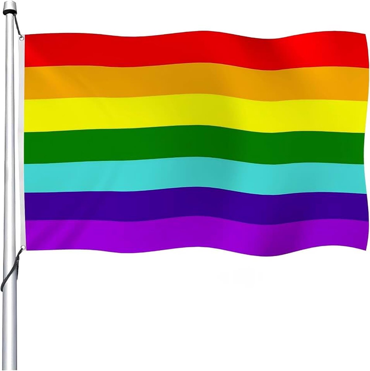 Regenboog vlag 2x3ft dubbelzijdige levendige kleur 7 kleurrijke strepen vlaggen voor buiten vieringen veranda decor nationale vlaggen met 2 stevige doorvoertules precisie machine gestikt