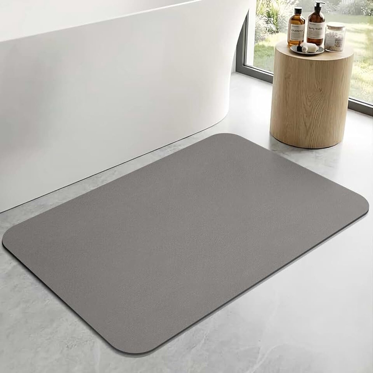 Absorberende Sneldrogende Badmat,Antislip Douchemat met Waterabsorberende Eigenschappen,Badkamertapijten Voor Douche, Badkuip en Wastafel (Grijs, 60x90cm)