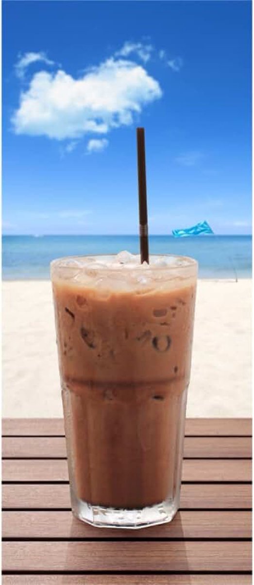 Iced coffee on the beach