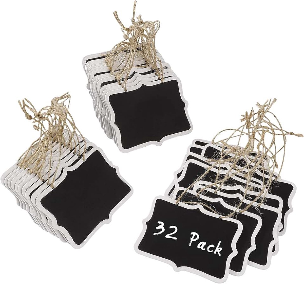 Tafeletiketten om op te hangen, mini-borden voor bruiloft van hout, 8,9 x 6,1 cm, rechthoekig, massage-borden, 32 stuks