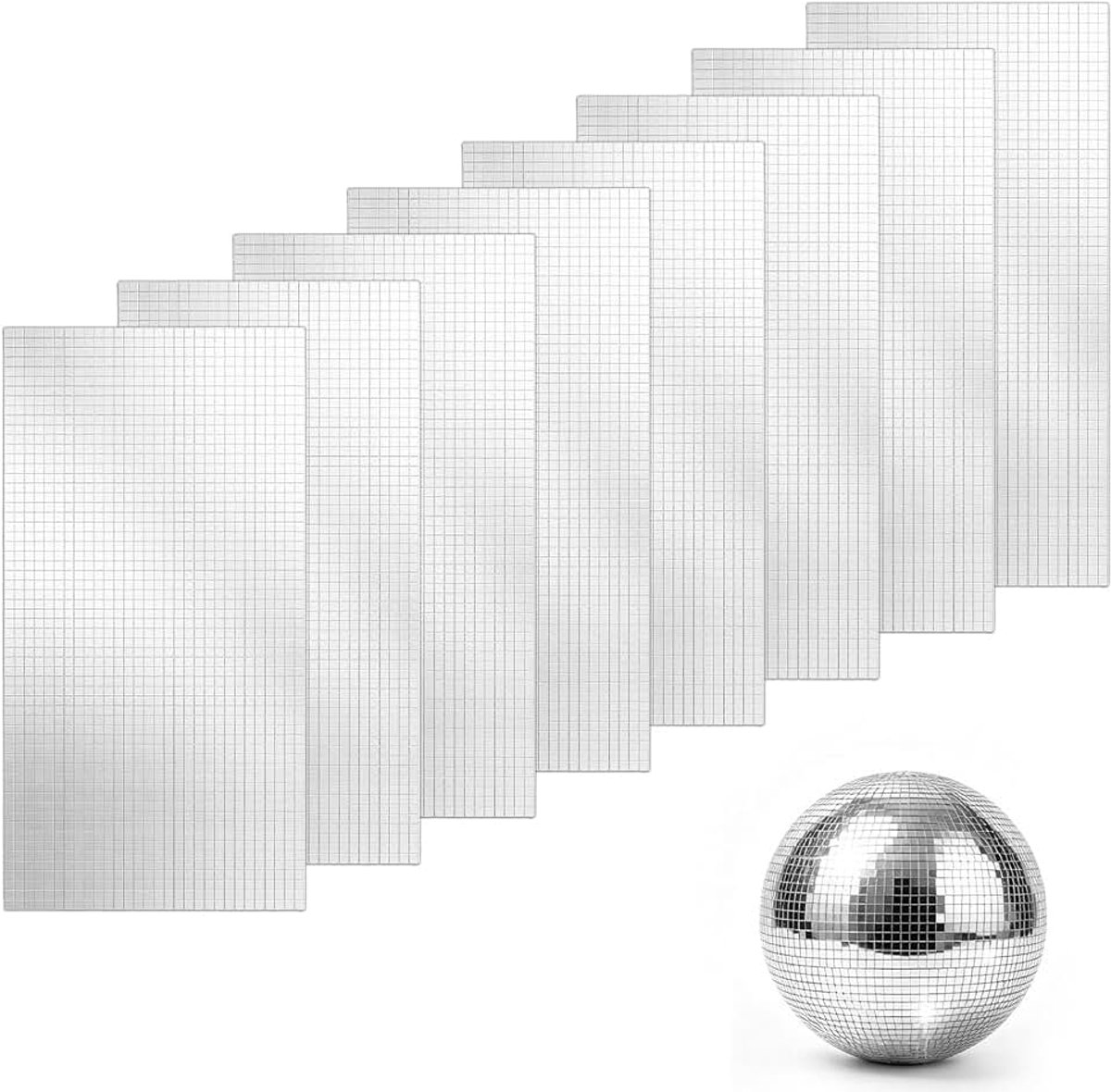 14400 stuks zelfklevende spiegelmozaïektegels, 10 x 15 cm, glazen spiegelstickers, vierkante glazen mozaïekstickers, mini-spiegelstickers, voor doe-het-zelf, discoparty, doe-het-zelf decoratie