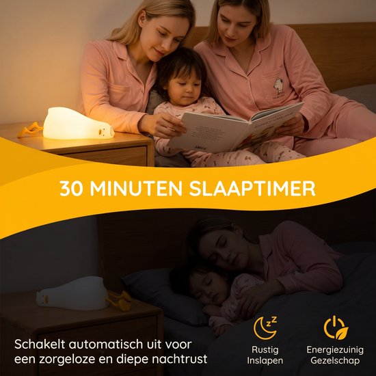 Nachtlampje - TENZHVXI® - Voor baby's - Warm licht - Zachte siliconen - BPA-vrij - 3 helderheidsniveaus - Aanraakbediening - Oplaadbaar via USB-C - Timer - Telefoonhouder - 1200 mAh - Ideaal als decoratie en voor borstvoeding - Wit van TENZHVXI — afbeelding 4