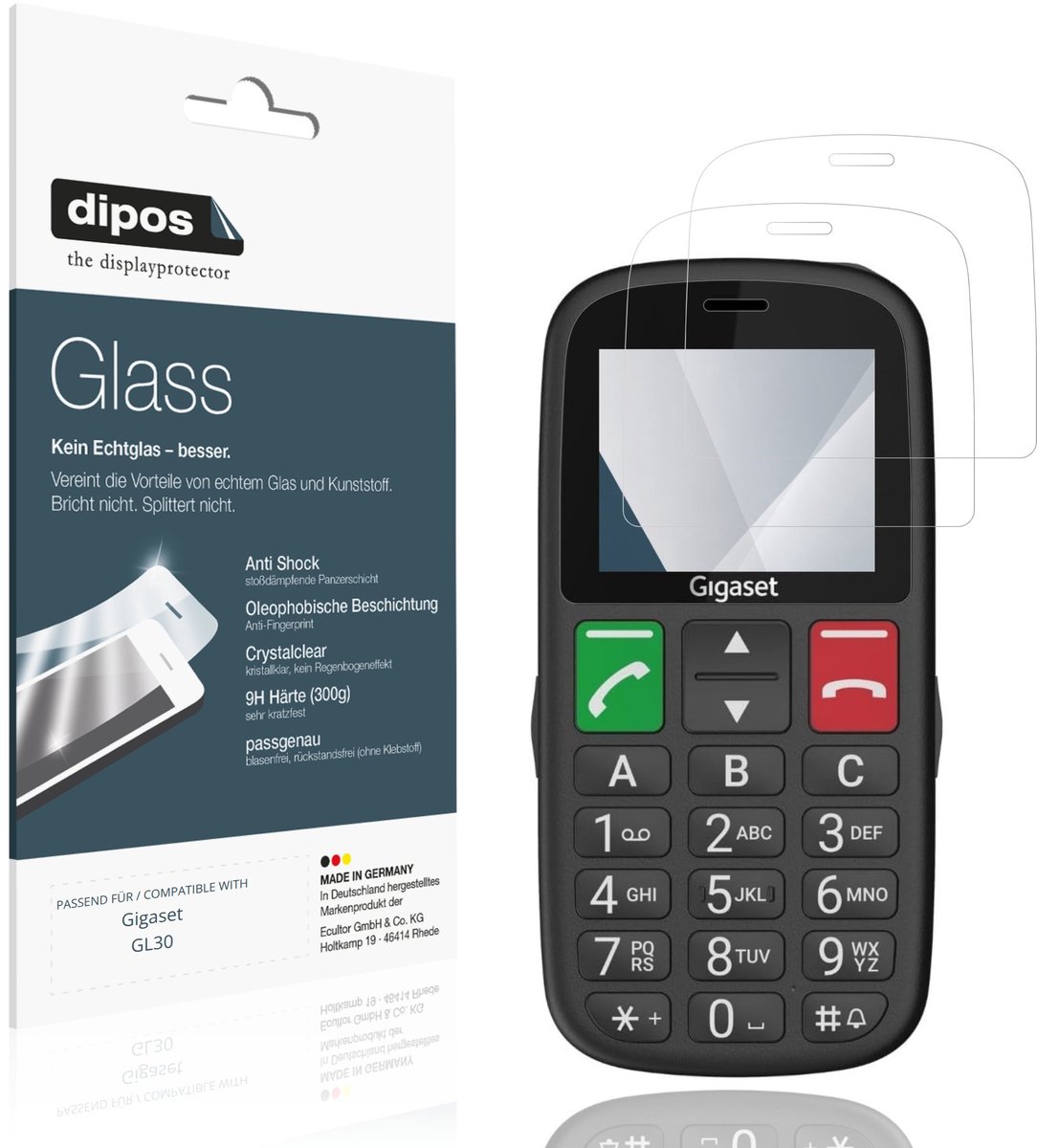 dipos – 2x Pantserfolie geschikt voor Gigaset GL30 | 9H Screenprotector