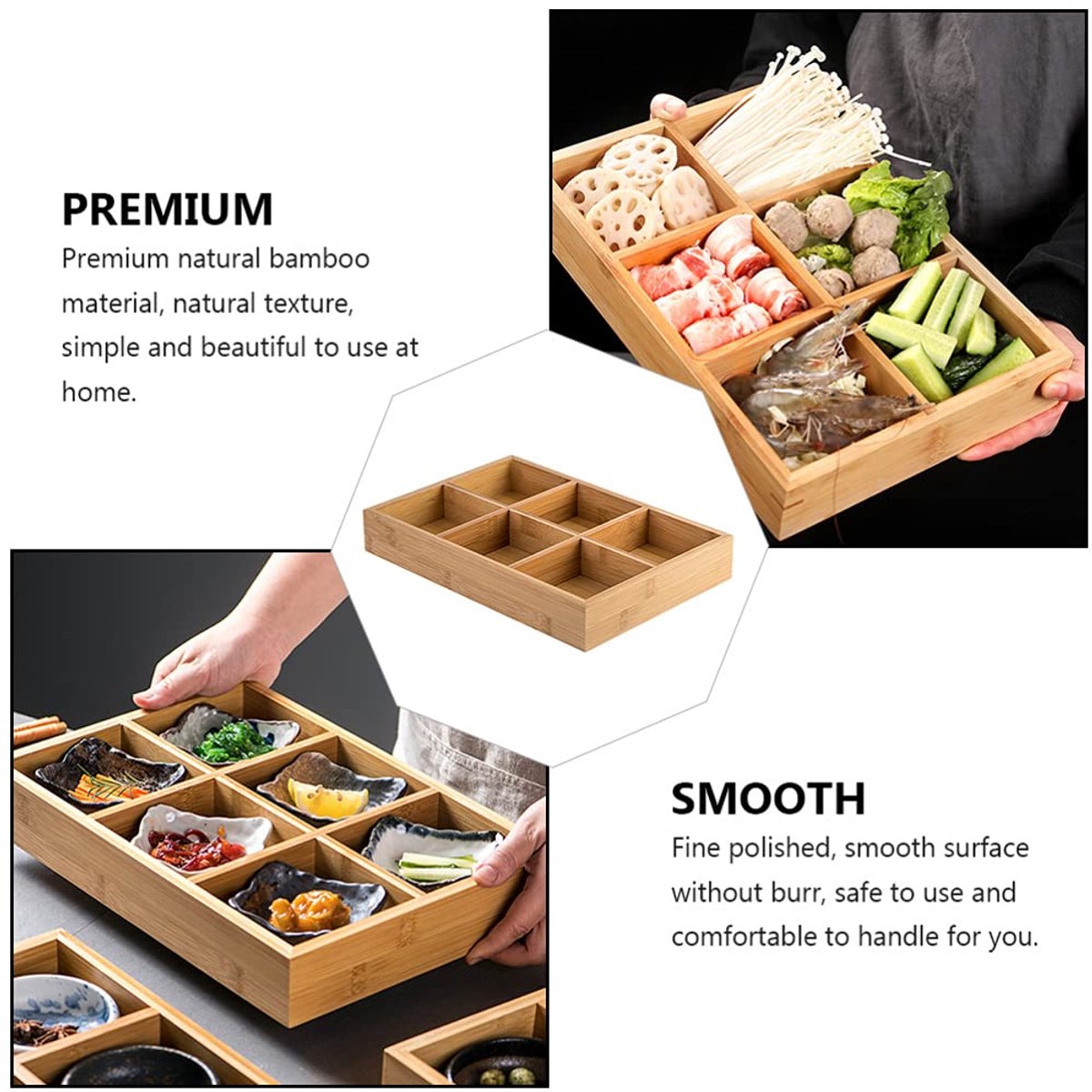 Lade Organizer - Bamboe Theedoos - Bestekbak met 6 Vakken - Opbergdoos Hout - Keukenlade Organizer - Bureau Lade Inzet - Sorteerdoos - Hobby Opberger - Kralendoos - Badkamer Cosmetica Houder - Duurzame Opbergers - Praktisch - Houtkleur - 1 Stuk — cadeau in Cadeau-ideeën - foto 7