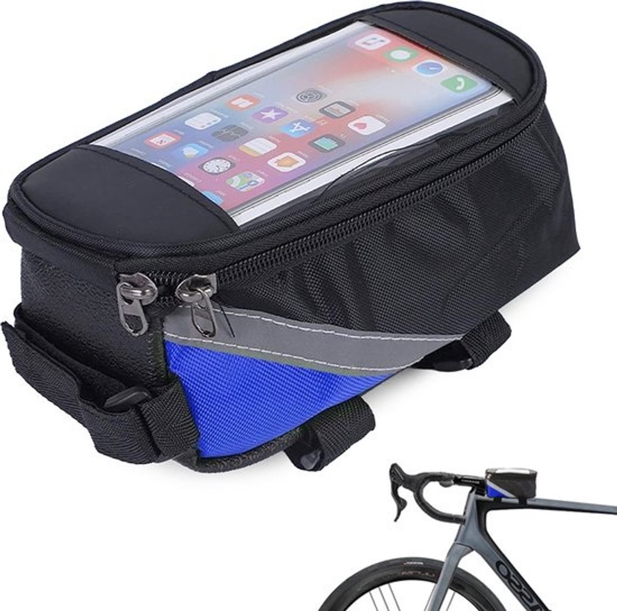 Fietstas telefoonhouder - Waterdicht - Zwart/Blauw