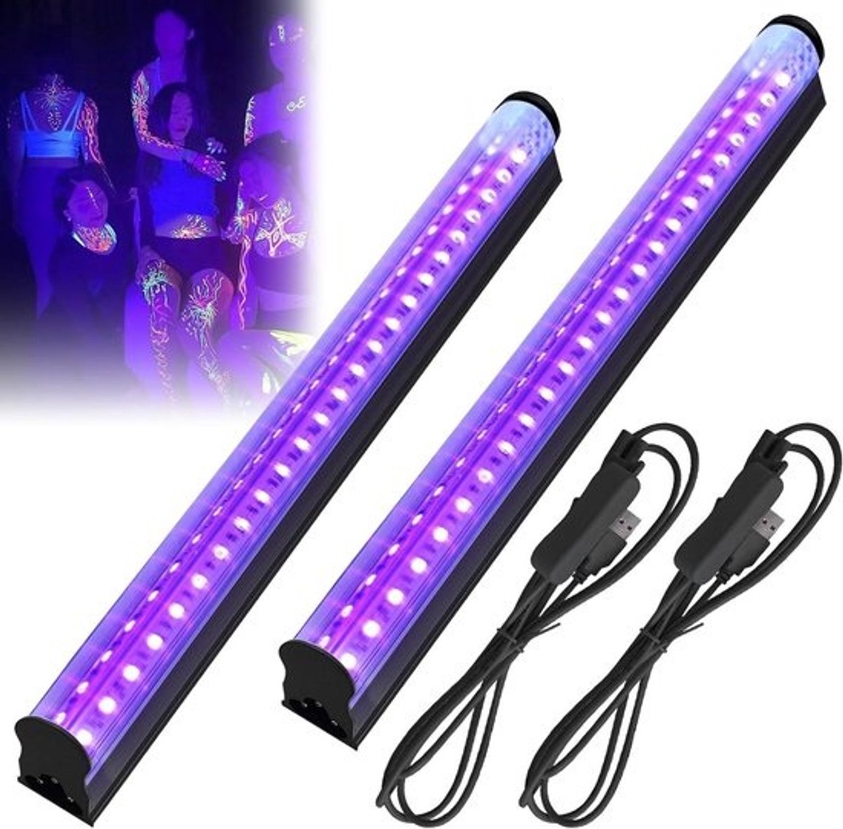 Ledstrip 2 stuks 10 W 28 cm T8 USB blacklight buis schakelaar draagbare uv-led-blacklight-lamp disco Halloween club glow-party podiumverlichting .