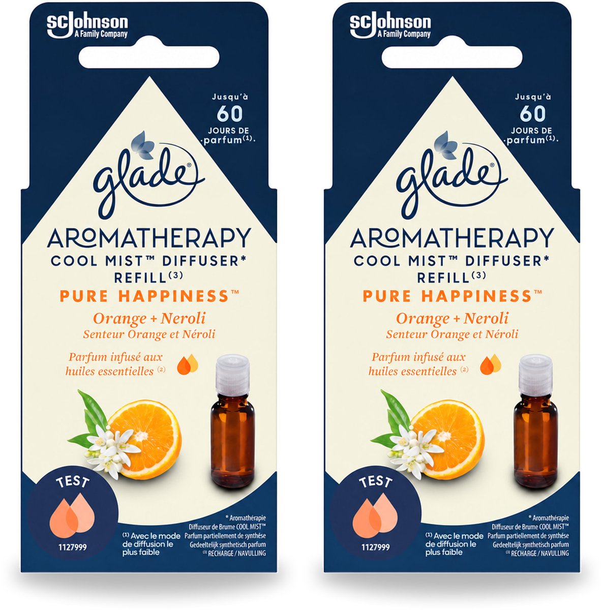 2 x Glade - Mistnavulling Pure Happiness - Aromatherapie - 17,4 ml - Voordeelverpakking - 2 stuks