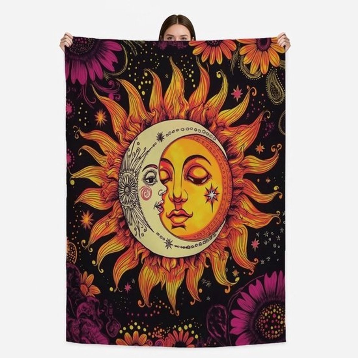 Zachte en Cozy Bloemen Dekentje voor Bed, Kantoor en Reizen - Oranje en Paars voor Volwassenen en Studenten, Perfect Cadeau voor Dierenliefhebbers
