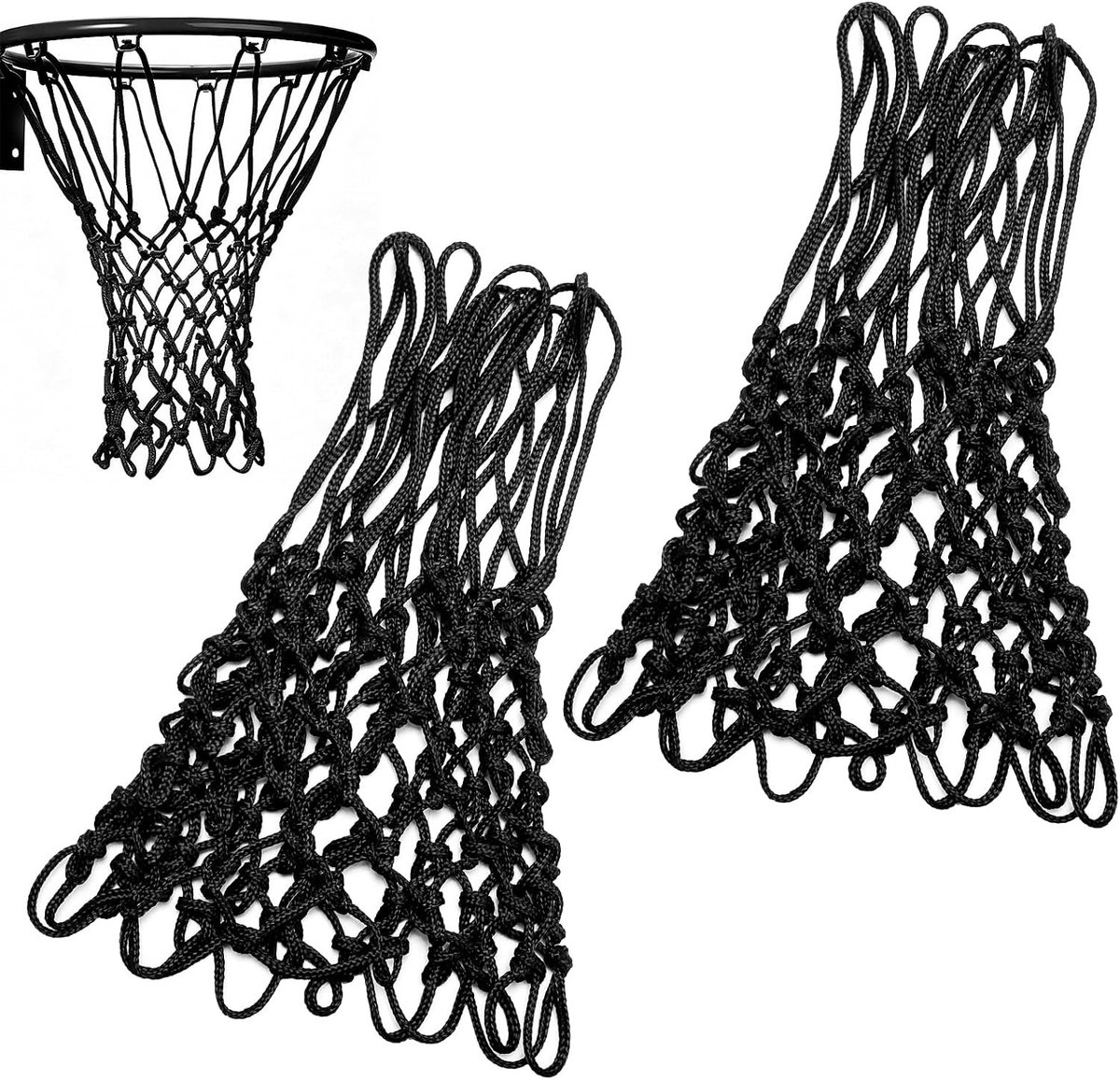 Basketbalring kinderen - Zwart - 50 x 45 cm - Nylon Basketbalnet voor Binnen en Buiten