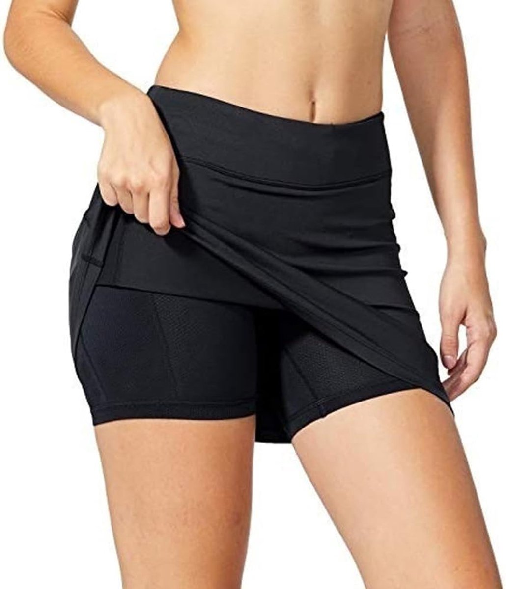 Tennisrok voor dames, met zak, zomertennisrok voor dames, korte sporttennisrok, looprok, korte rok voor golf, sportief, gekruist