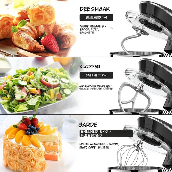 Kavo Deegmachine - Mixer met Kneedhaak - Kneedmachine - Zwart - 42cm x 36cm x 27cm van Kavo — afbeelding 2