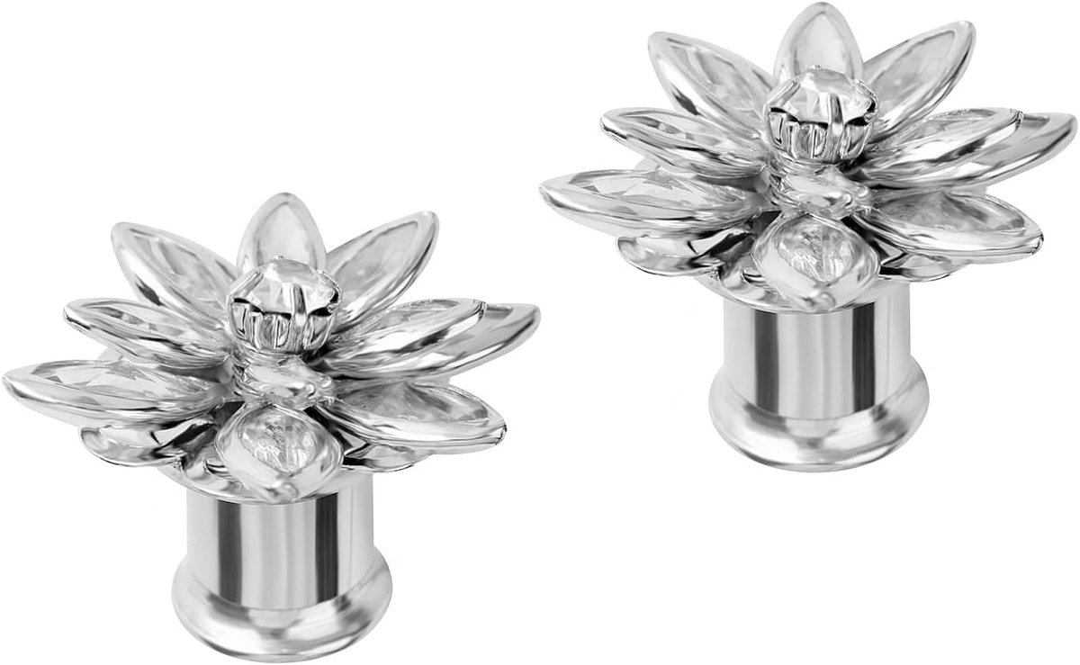 Zwart Lichtblauw 3 Paar Rvs O Oor Meters Strass Tunnels Oren Fit Body Piercing Sieraden