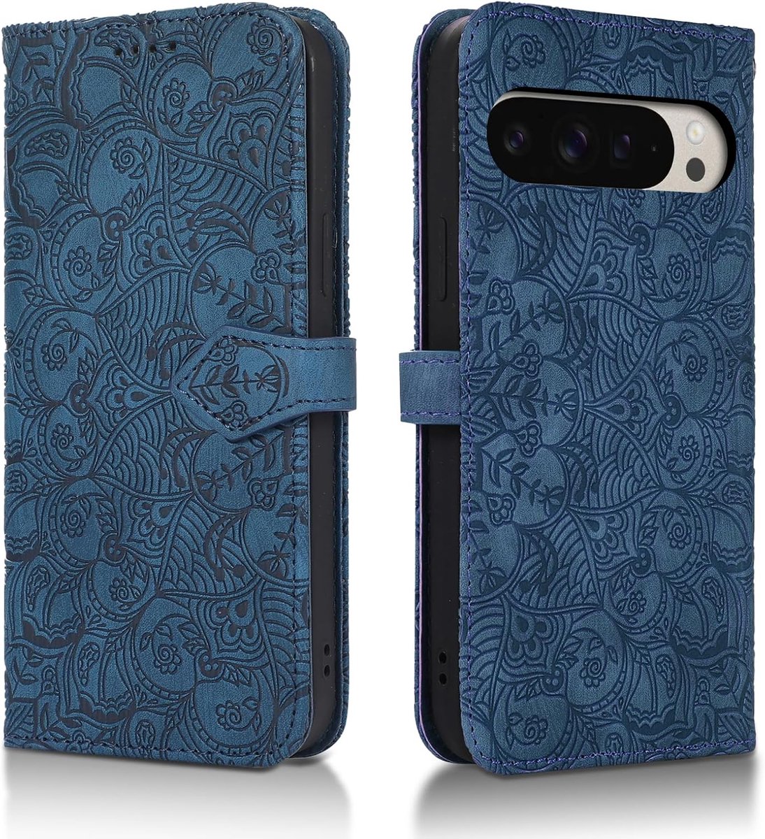 Telefoonhoesje voor Google Pixel 9 Pro XL 5G, PU-leren klaphoesje met kaartsleuven en standfunctie voor Google Pixel 9 Pro XL 5G, portemonneehoes voor Google Pixel 9 Pro XL 5G, blauw